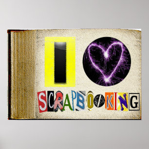 Pôster Eu amo o quadro de Scapbooking