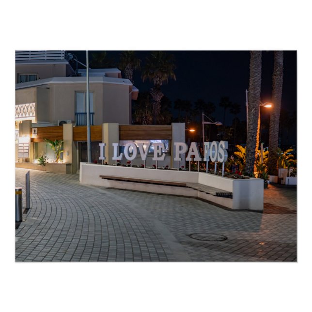 Pôster Eu amo o sinal de Pafos à noite (Frente)