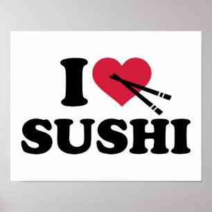 Pôster Eu amo o sushi