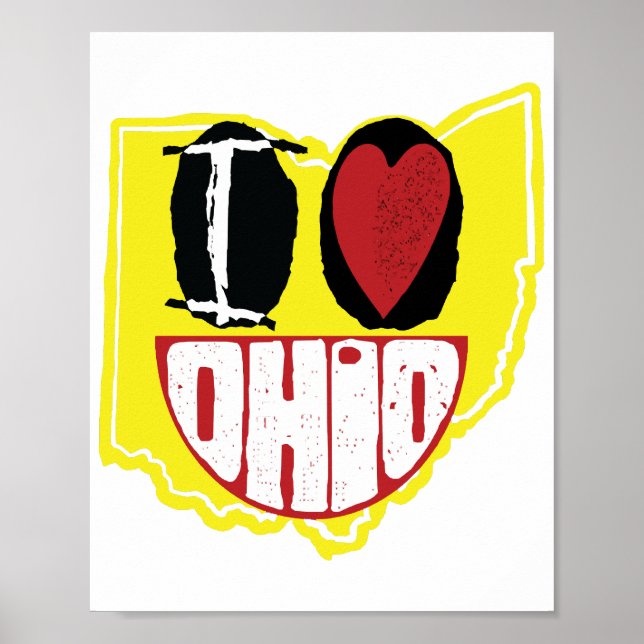 Poster Eu Amo Ohio Sorrindo De Rosto Feliz (Frente)