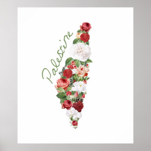 Poster Eu Amo Palestina Meu Mapa Nacional Palestino