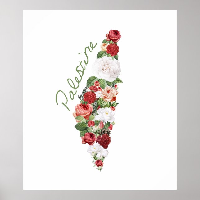 Poster Eu Amo Palestina Meu Mapa Nacional Palestino (Frente)