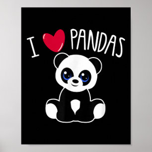 Poster Eu Amo Pandas Cute Panda Lover Citando Heart Panda