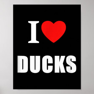 Poster Eu Amo Patos Vintage Com Cardíacos Homens Mulheres