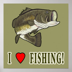 Poster Eu amo pescar: Baixo Largemouth