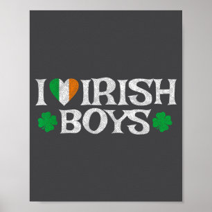 Poster Eu Amo Rapazes Irlandeses Coração de Trevo da Sort