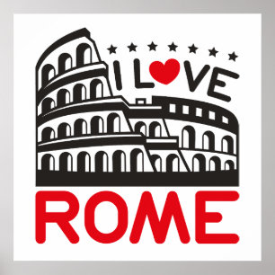 Poster Eu Amo Roma Itália Colosseum Viagem