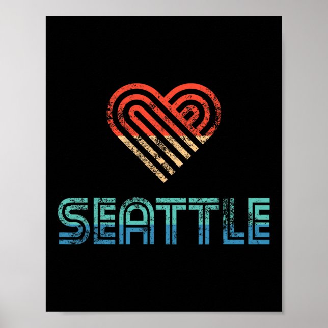 Poster Eu Amo Seattle Camiseta Presente Férias Natal Dist (Frente)