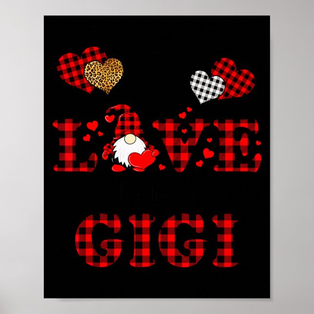Poster Eu Amo Ser Um Coração de Xadrez Vermelho dos Gnomo (Frente)