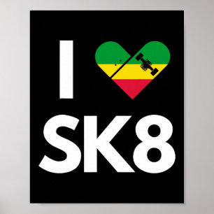 Poster Eu Amo Skate Rasta Reggae 