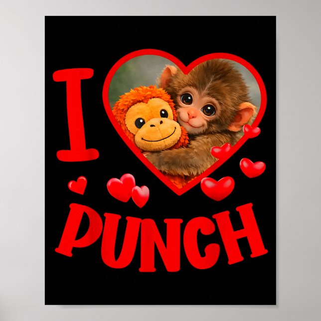 Poster Eu amo soco macaco bebê fofo soco  (Frente)