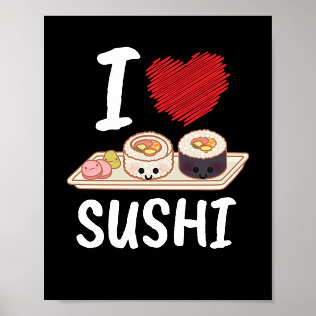 Poster Eu Amo Sushi Japan Kawaii (Frente)