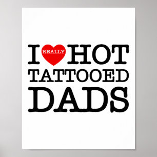 Poster Eu Amo Tatuagens Quentes Pais Coração Dia de os pa