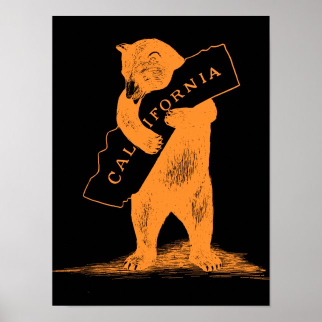 Poster Eu Amo-Te Califórnia — Laranja e Preto (Frente)