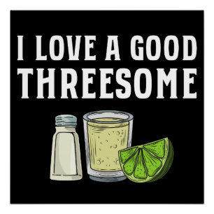 Pôster Eu Amo Um Bom Presente de Tequila Lima Sal em Trio