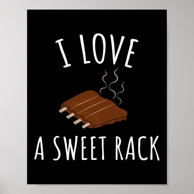 Poster Eu Amo Um Churrasco Doce De Rack Engraçado T (Frente)
