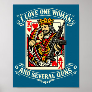 Poster Eu amo uma mulher vários revólveres homens engraça