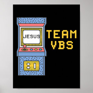 Poster Eu Amo Vbs Video Game Vacation Bible School Retro