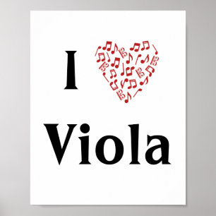 Poster Eu amo Viola Alto Clef Red Heart of Music Notes