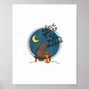 Poster Eu Amo Você Até a Lua e de Volta Estilo Clássico
