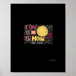 Poster Eu Amo Você Até a Lua e de Volta Estilo de Coração