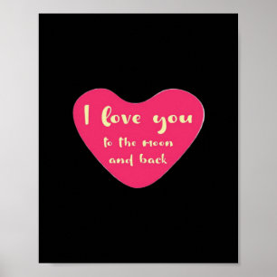 Poster Eu Amo Você Até a Lua e de Volta Sentimento Clássi