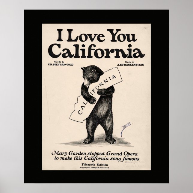Poster Eu Amo Você Urso Califórnia (Frente)