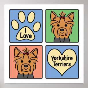 Poster Eu amo yorkshires terrier