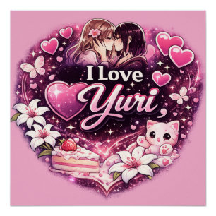Pôster Eu Amo Yuri   Estética de Anime de Amor entre Garo