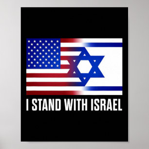 Poster Eu Apoio a Camiseta Patriótica de Israel EUA e Isr