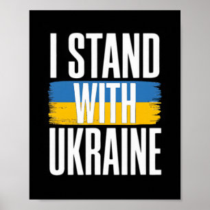 Poster Eu Apoio a Ucrânia Bandeira Ucraniana Negrito Supo
