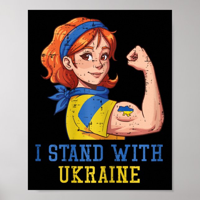Poster Eu Apoio a Ucrânia Mulher Forte Mulheres Inquebráv (Frente)