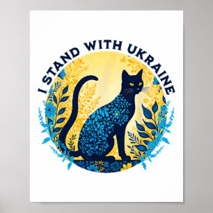 Poster Eu Apoio O Gato Da Ucrânia Floral Ucrânia Mulher F