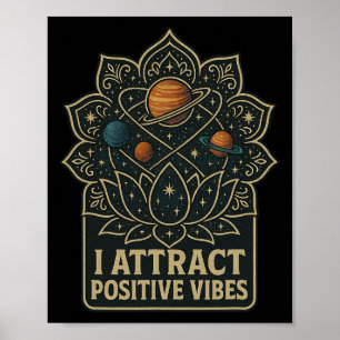 Poster Eu Atraio Vibrações Positivas Manifestação Celesti