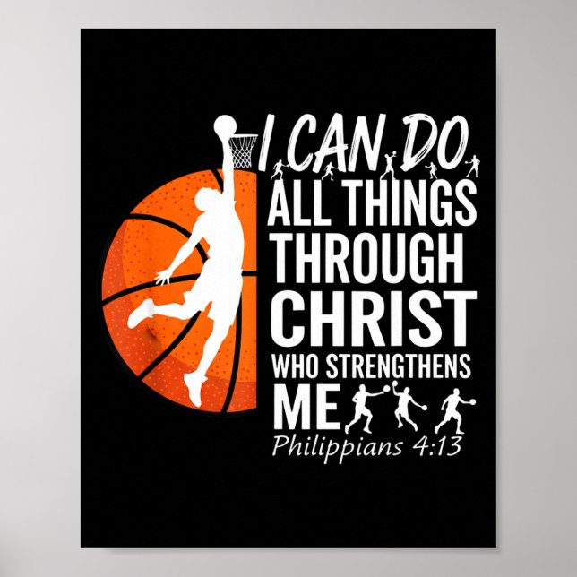 Poster Eu Basquete Cristão Filipenses 4 13 (Frente)