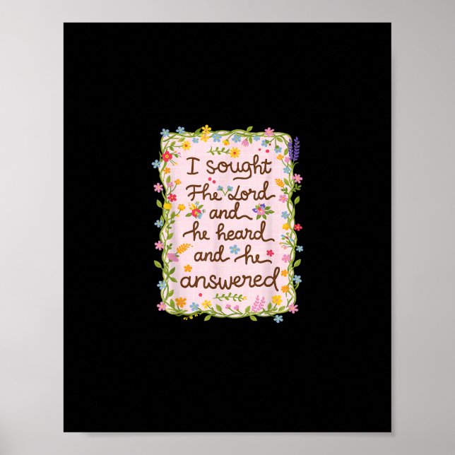 Poster Eu Busquei o Senhor e Ele Ouviu e Ele Respondeu (Frente)