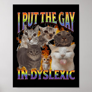 Poster Eu Coloquei O Gay Em Dyslexic Funny Cat Meme Bootl