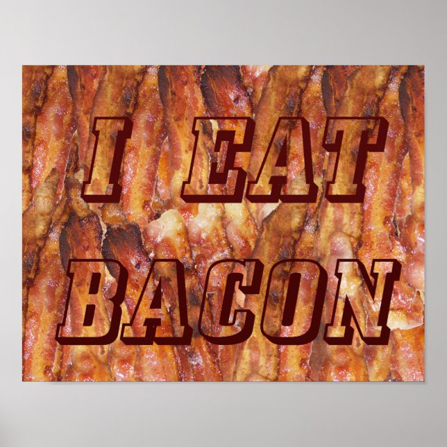 Poster Eu Comi Texto Bacon com Fundo Pequeno (Frente)
