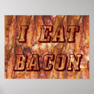 Poster Eu Comi Texto Bacon com Fundo Pequeno