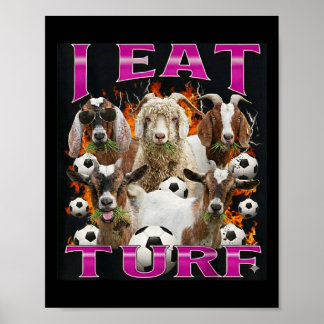 Poster Eu Como Grama, Cabra Engraçada Estilo Gráfico Retr
