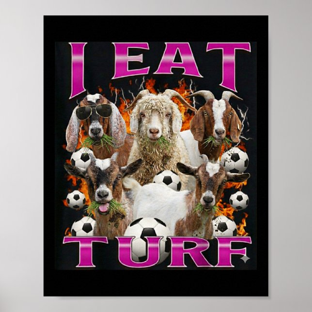 Poster Eu Como Grama, Cabra Engraçada Estilo Gráfico Retr (Frente)
