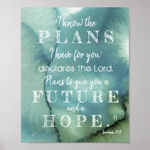 Poster Eu Conheço Os Planos Jeremiah 29:11 Verde