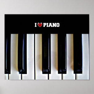 Poster Eu coração Piano com chaves de piano