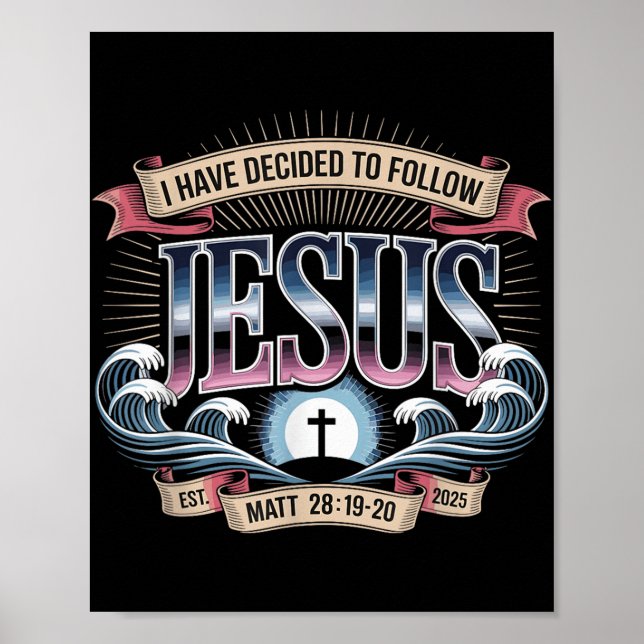 Poster Eu Decidi Seguir Jesus Camisa 2025 Batizado (Frente)