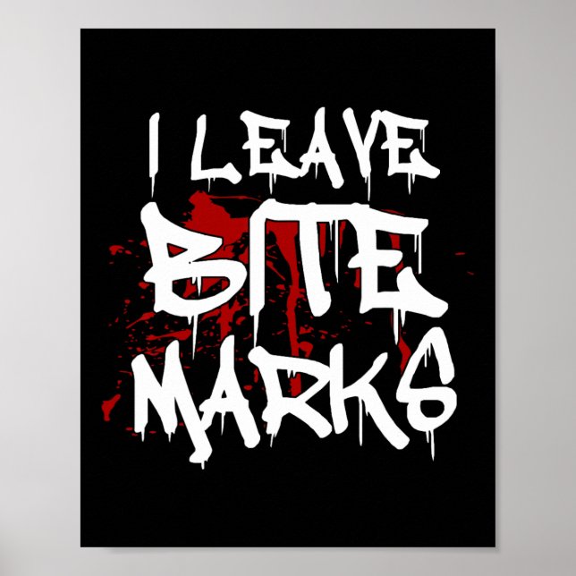 Poster Eu Deixo Bite Marks Divertido Halloween Vampiro Sa (Frente)