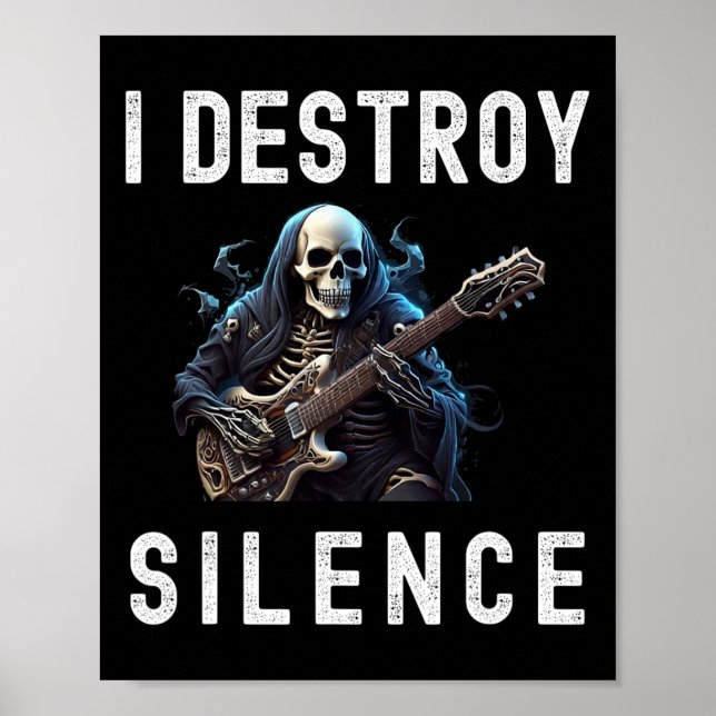 Poster Eu Destruo o silêncio fantasma guitarra engraçada (Frente)
