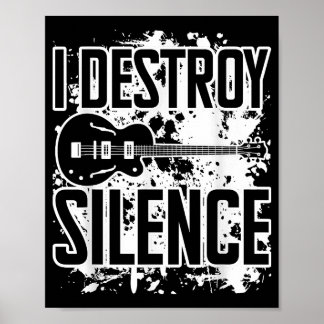 Poster Eu Destruo Silence Bass Player Engraçado Música De