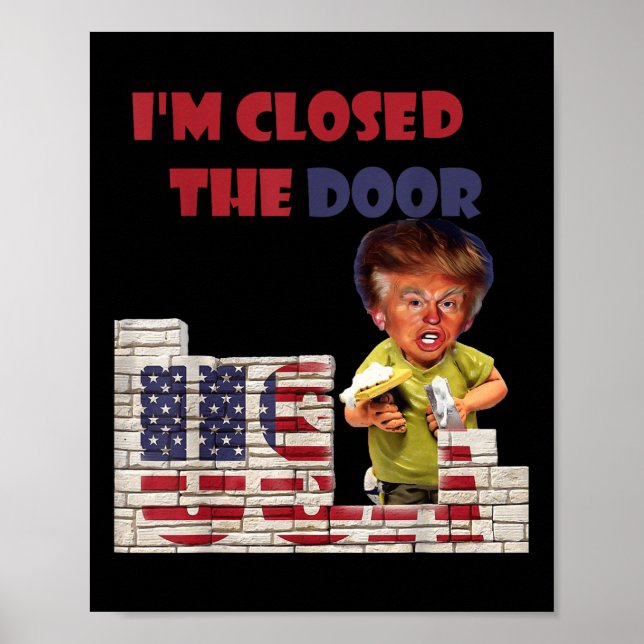 Poster Eu Encerrei A Porta, Engraçado Desenho Da Fronteir (Frente)