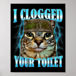 Poster Eu entupi seu vaso sanitário gato engraçado meme d
