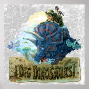 Pôster Eu escavo dinossauros